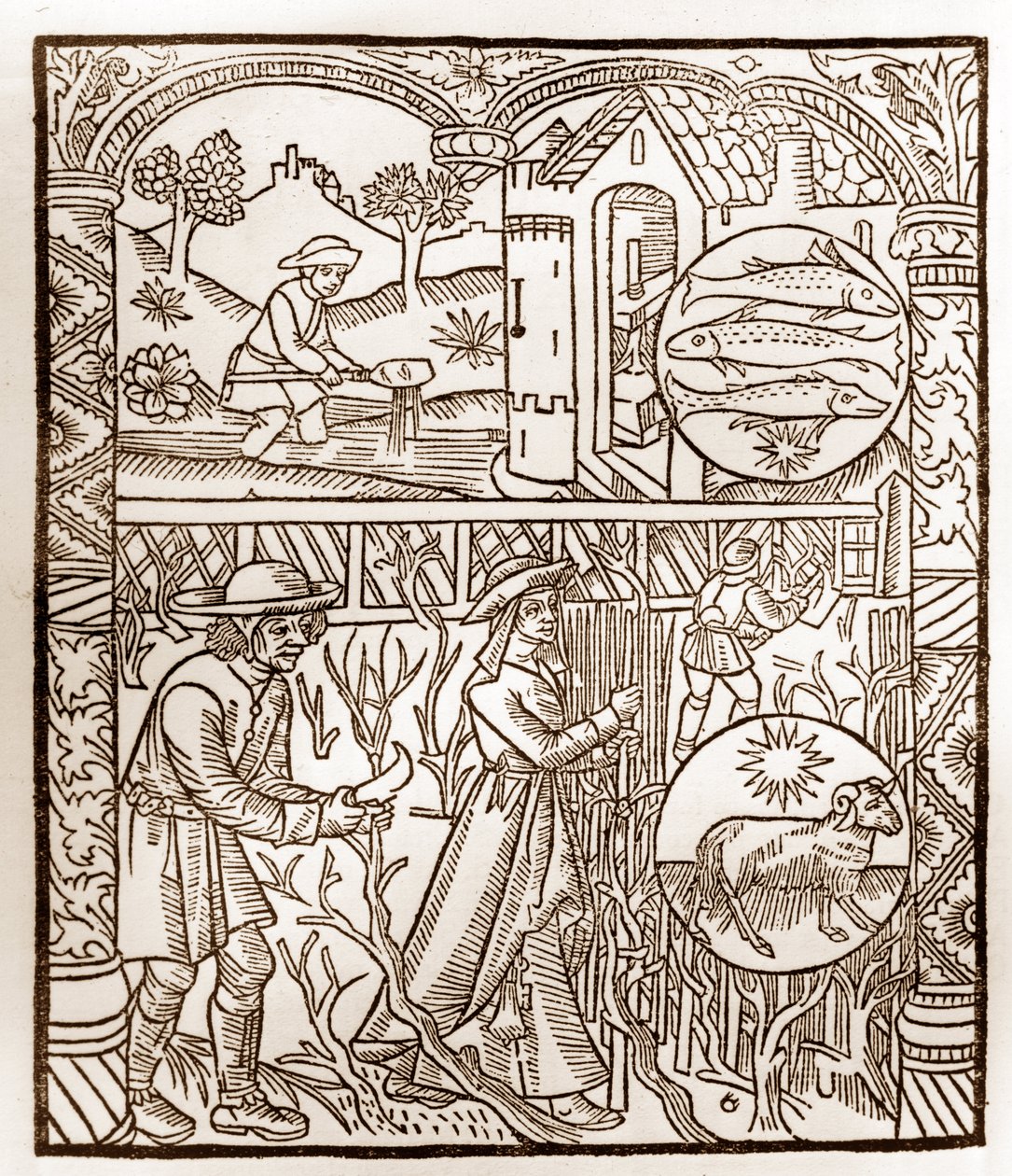 Çoban takvimi - Ayların Çalışmaları - Mart - Guy Marchant (Guido Mercator) tarafından Troyes