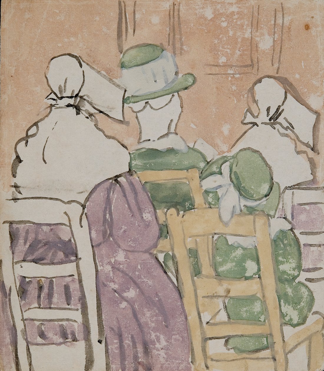 Kilisede figürler (kağıt üzerine suluboya) by Gwen John