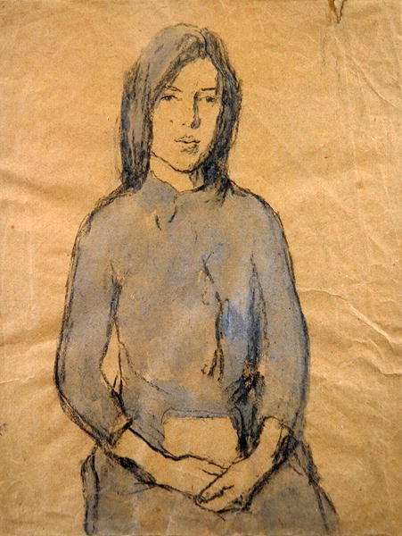 Kız, Kucağında Dinlenen Eller (kalem ve kağıt üzerine sulu boya) by Gwen John