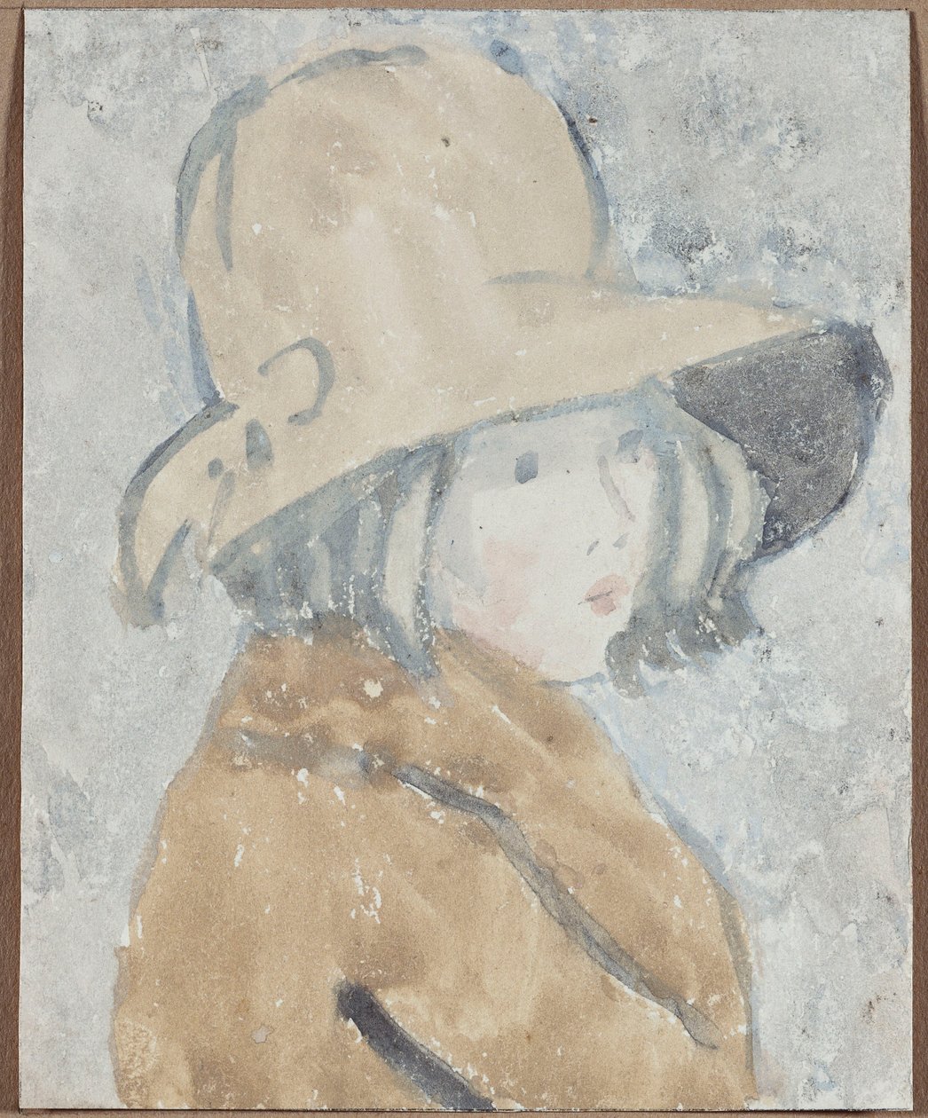 Geniş Kenarlı Şapkalı Küçük Bir Kızın Çalışması by Gwen John