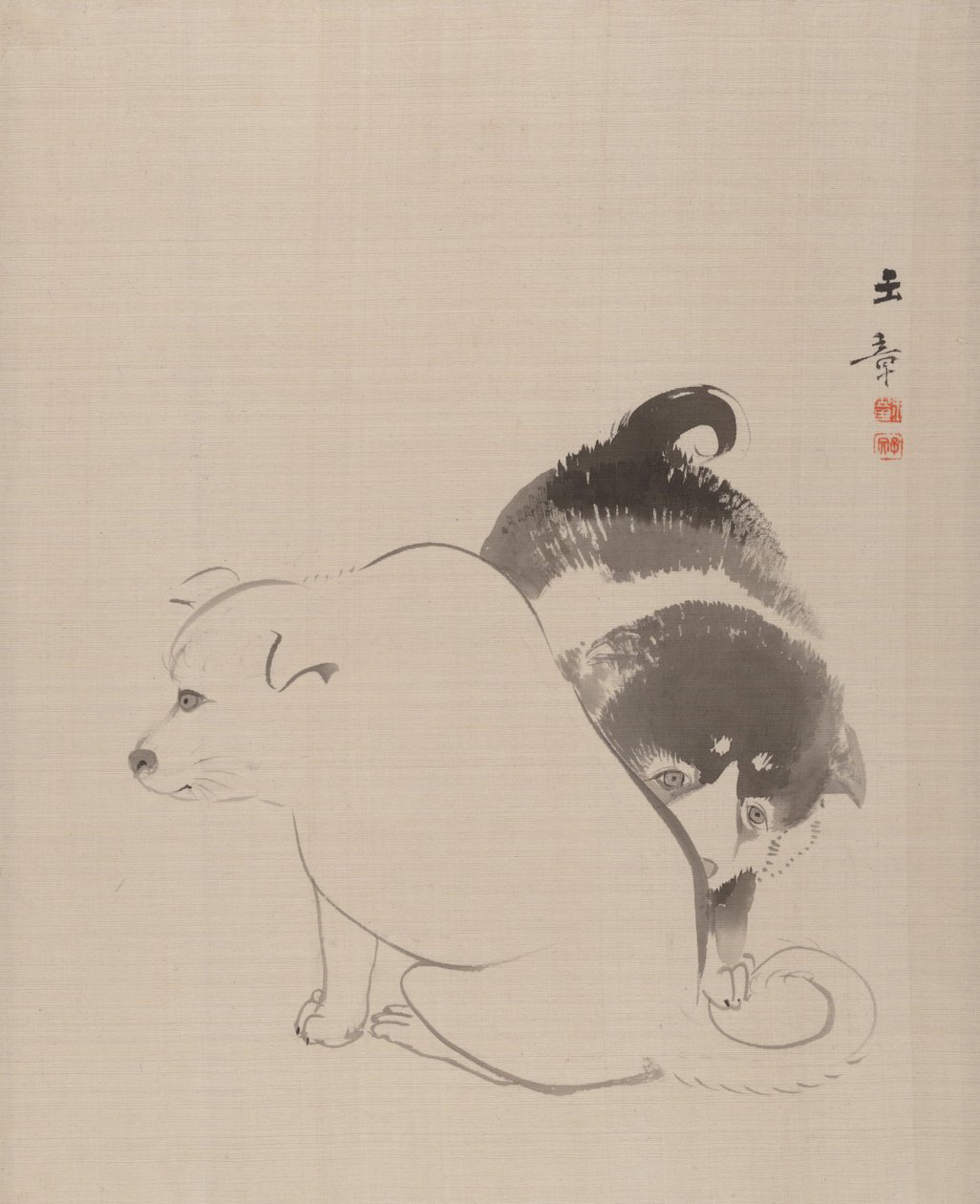 Bir Çift Köpek, 1868. by Gyokusho Kawabata