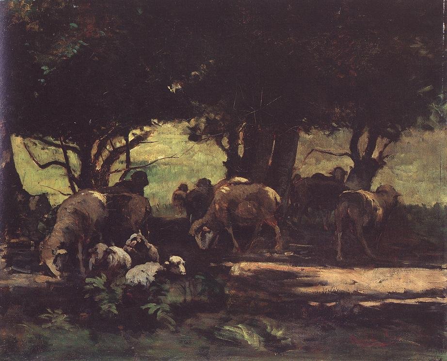 Sheep herd  by Gyula Agghazy