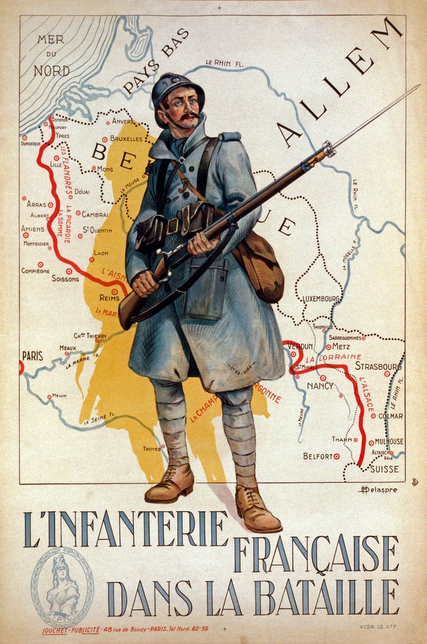 Fransız piyadesi savaşta, 1917 by H. Delaspre