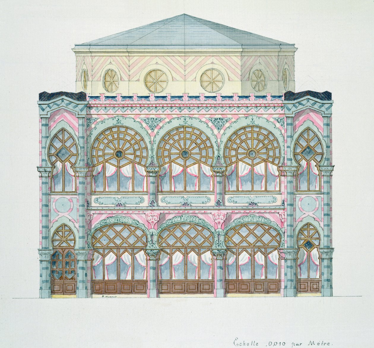 Bir Kafe-Konserden Yükseliş, bir tasarım folyosundan, 1870 dolayları by H. Monnot