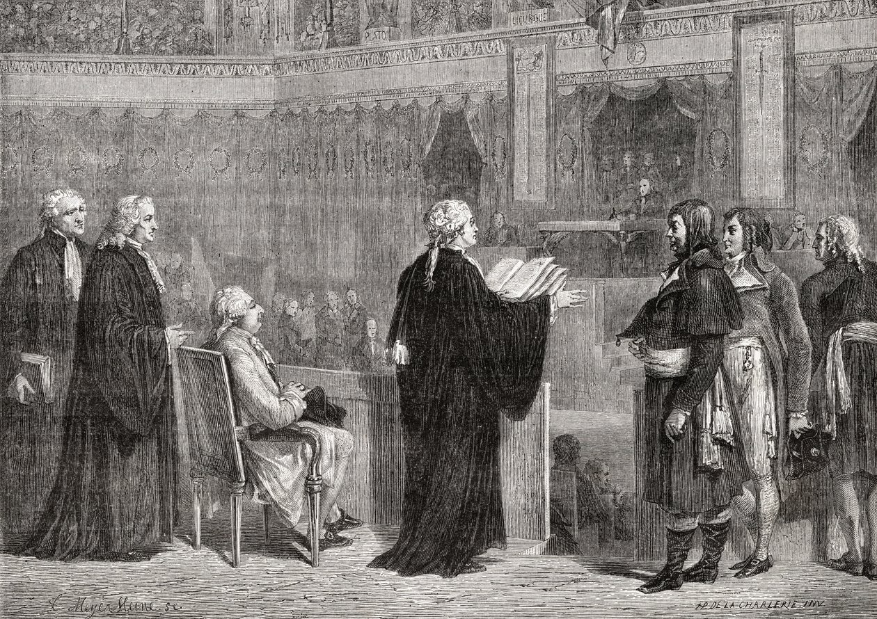 King Louis XVI (1754-93) before the Convention, 26th September 1792  by H. de la Charlerie