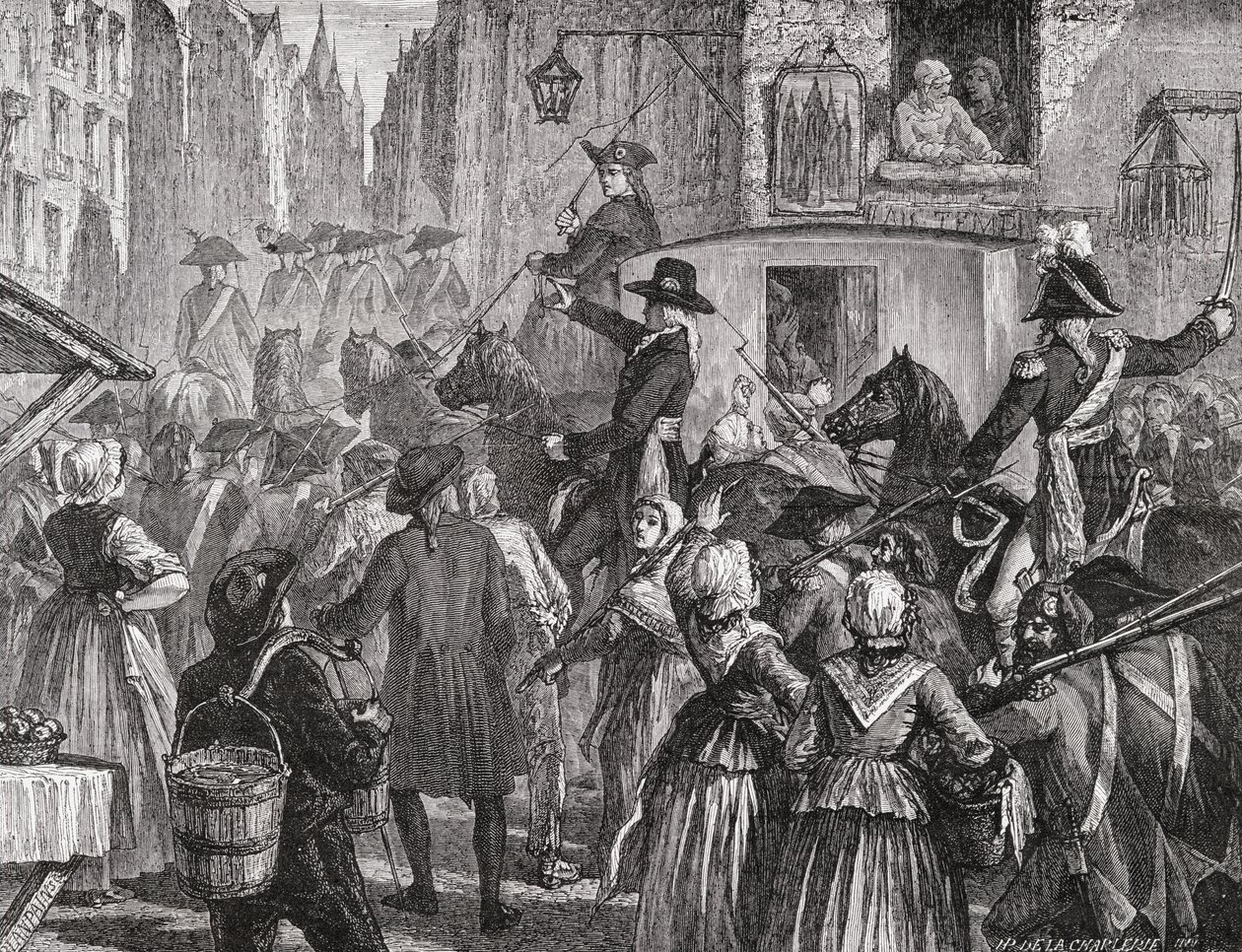 Kraliyet Ailesi Tapınağa Alındı, 13 Ağustos 1792 by H. de la Charlerie
