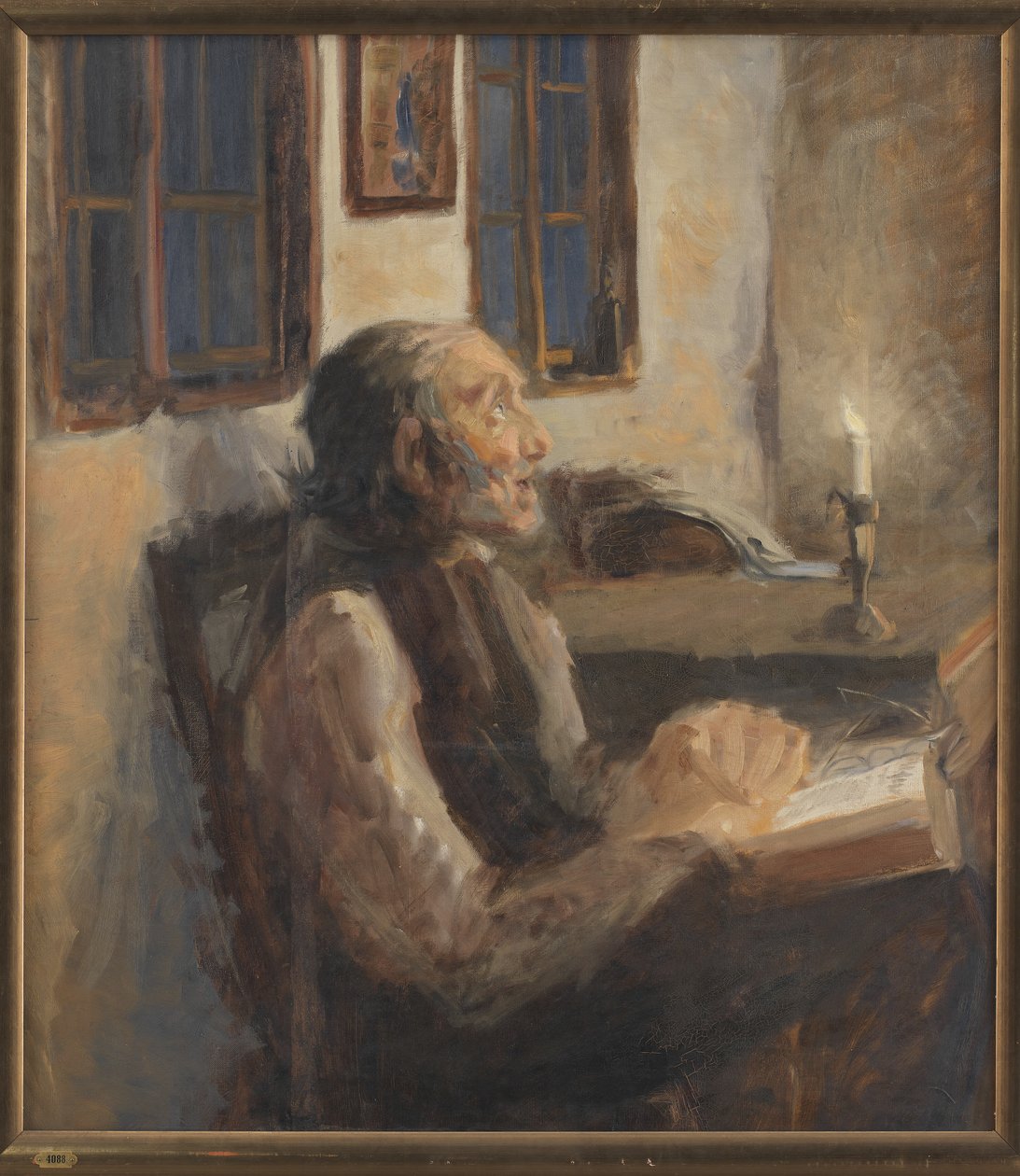 Bebek bakıcısındaki yaşlı adam by H.A. Brendekilde