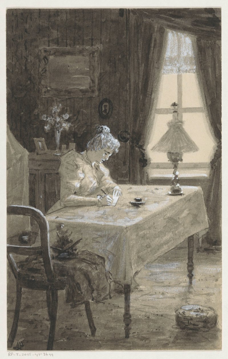 Mimi bir mektup yazar by H.C. Louwerse (signed by artist)