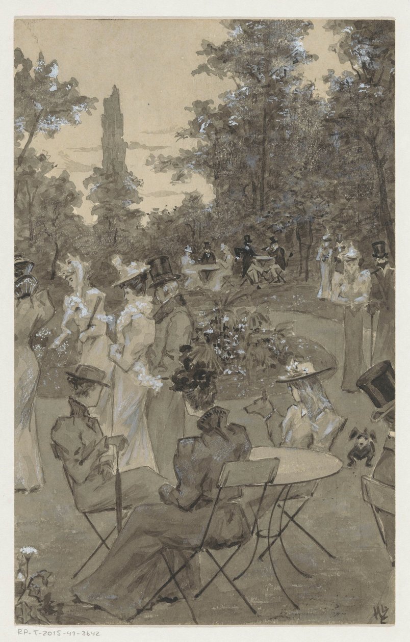 Bir parkta eğlence insanlar by H.C. Louwerse (signed by artist)