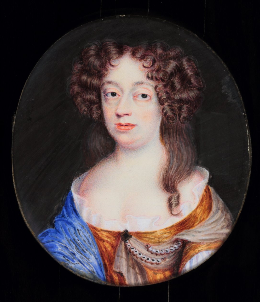 Frances Pierrepont, Newcastle Düşesi (fildişi üzerine suluboya) by H. Byrne