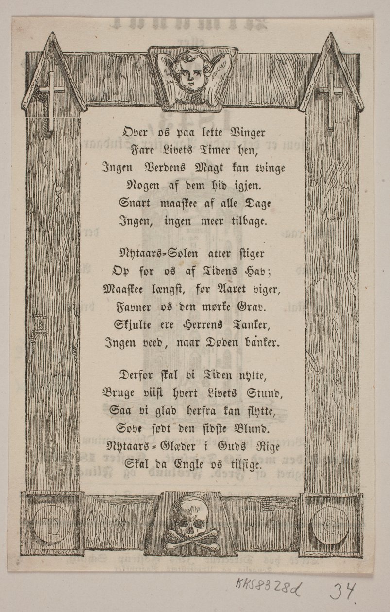 Melek başı, haç ve kafatası ile çerçeveleme by H. C. Henneberg