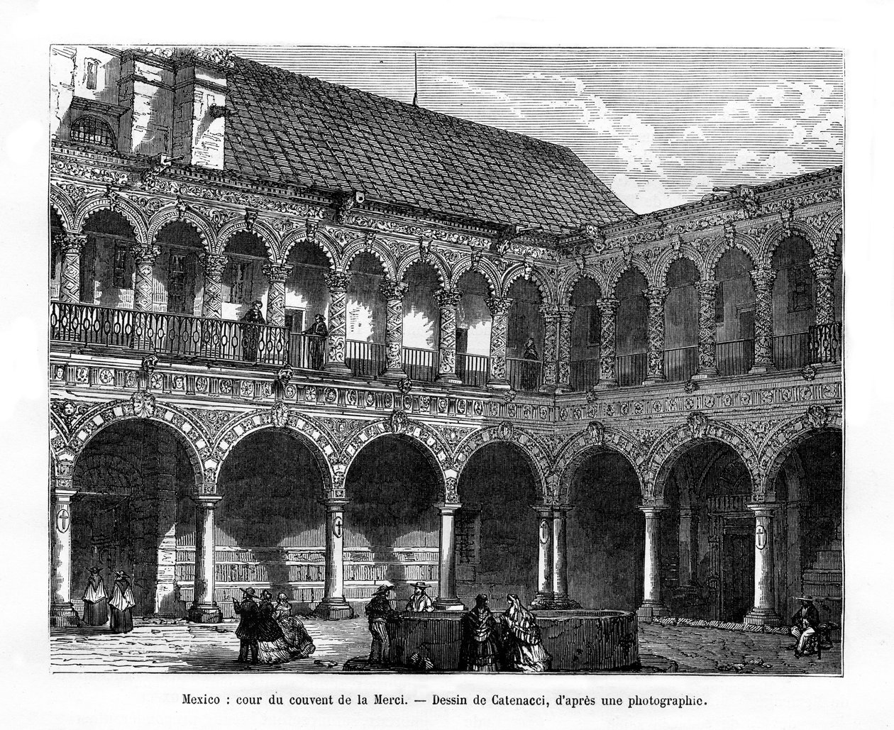 Merhamet Manastırı Mahkemesi, Meksika, 19. yüzyıl by H. Catenacci