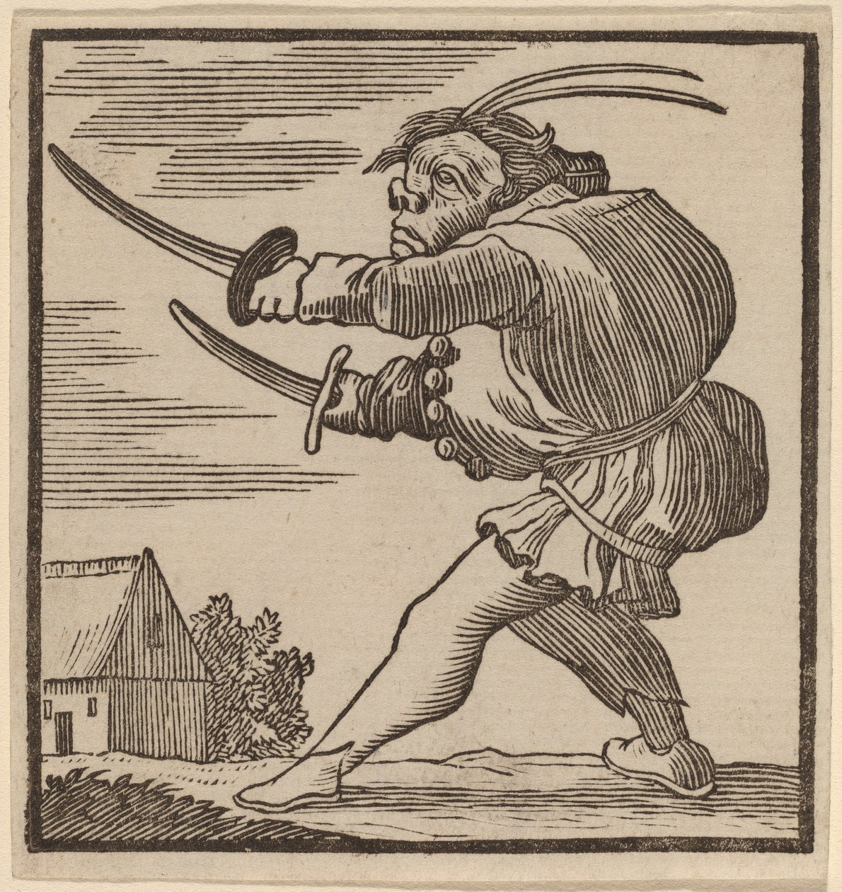 Kambur İki Kılıç Sallıyor by H. Numan after Jacques Callot