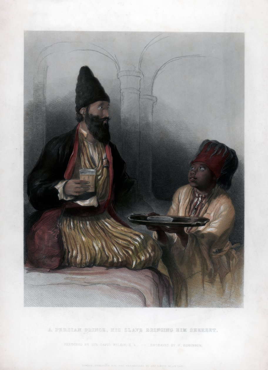 Bir Pers Prensi, kölesinin kendisine şerbet getirmesi, 19. yüzyıl by H. Robinson