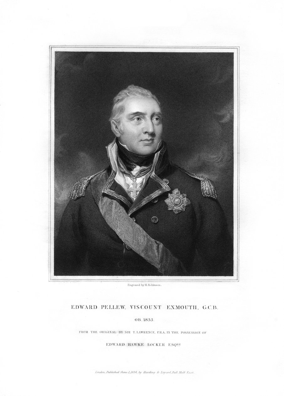 Edward Pellew, 1. Vikont Exmouth, İngiliz deniz subayı, 1834. by H. Robinson