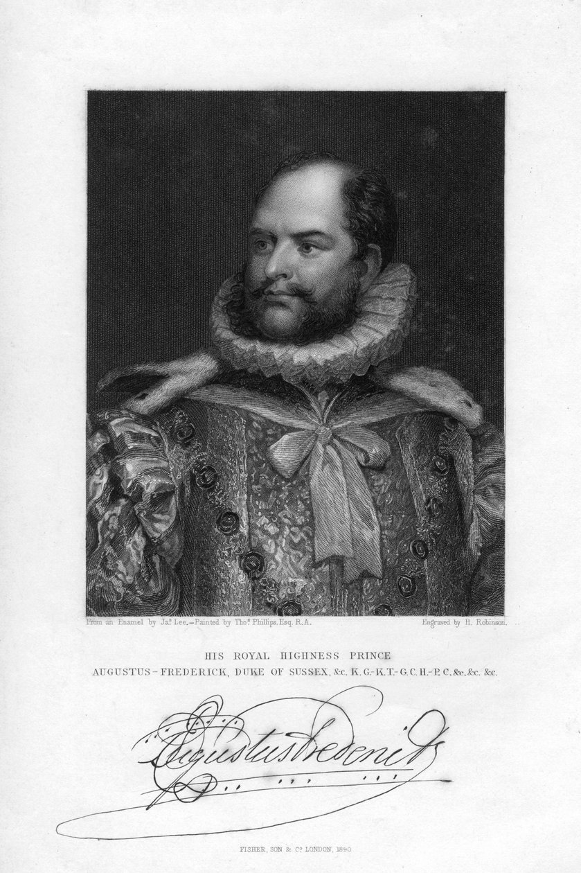 Prens Augustus Frederick, Sussex Dükü, 1840. by H. Robinson