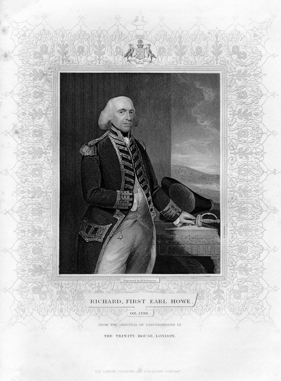 Richard Howe 1726-1799, 1. Earl Howe, İngiliz amiral, 19. yüzyıl. by H. Robinson