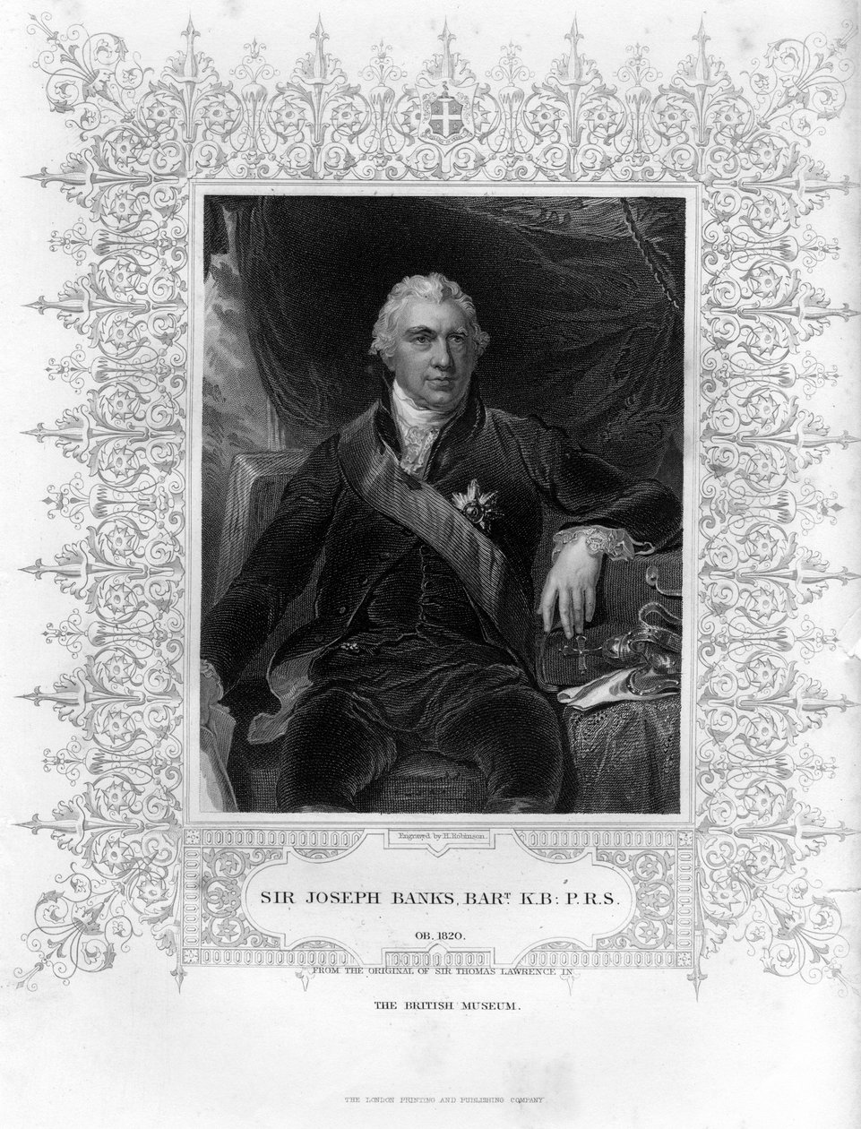 Sir Joseph Banks 1743-1820, İngiliz doğa bilimci, botanikçi ve bilim hamisi, 19. yüzyıl. by H. Robinson