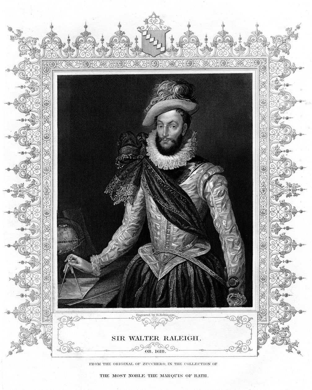 Sir Walter Raleigh, yazar, şair, saray mensubu ve kaşif, 19. yüzyıl. by H. Robinson