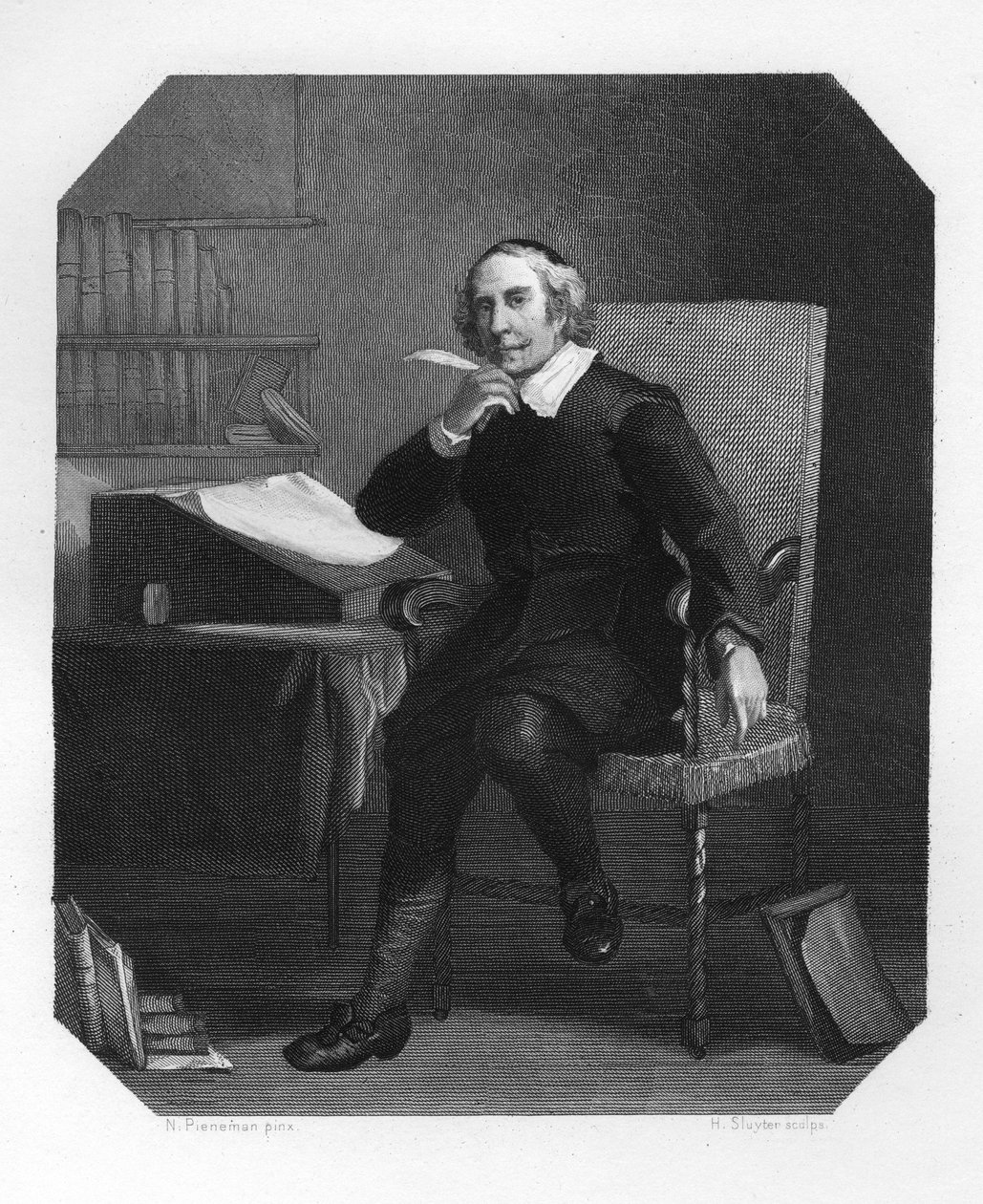 Joost van den Vondel, 17. yüzyıl Hollandalı şair ve oyun yazarı, c1870. by H. Sluyter
