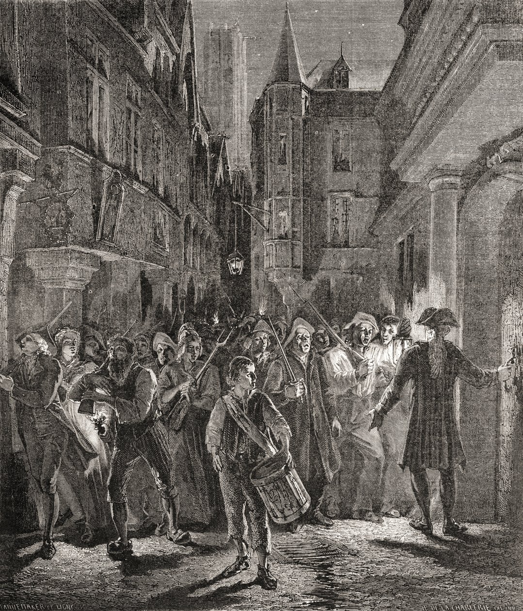 Pannemaker-Ligny tarafından oyulmuş, insanlar tarafından korunan Paris (gravür) by H. de la (after) Charlerie