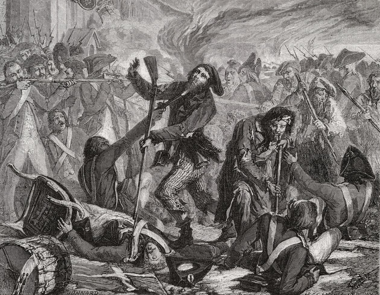 İsviçreli Muhafızların Katliamı, 10 Ağustos 1792 by H. de la Charlerie