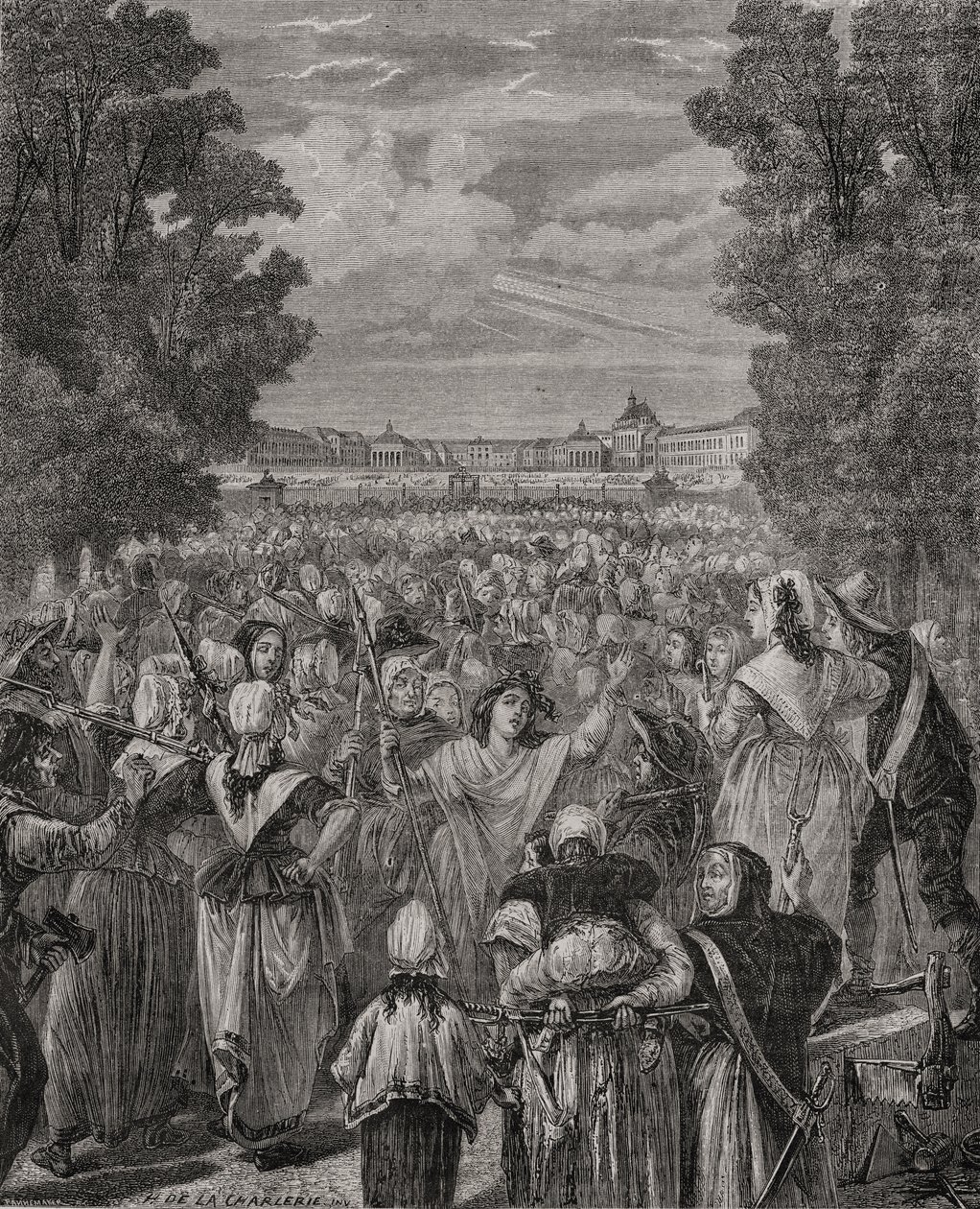 Konurnar ganga til Versala, 5.-6. Október 1789, grafnar af Pannemaker-Ligny, úr 