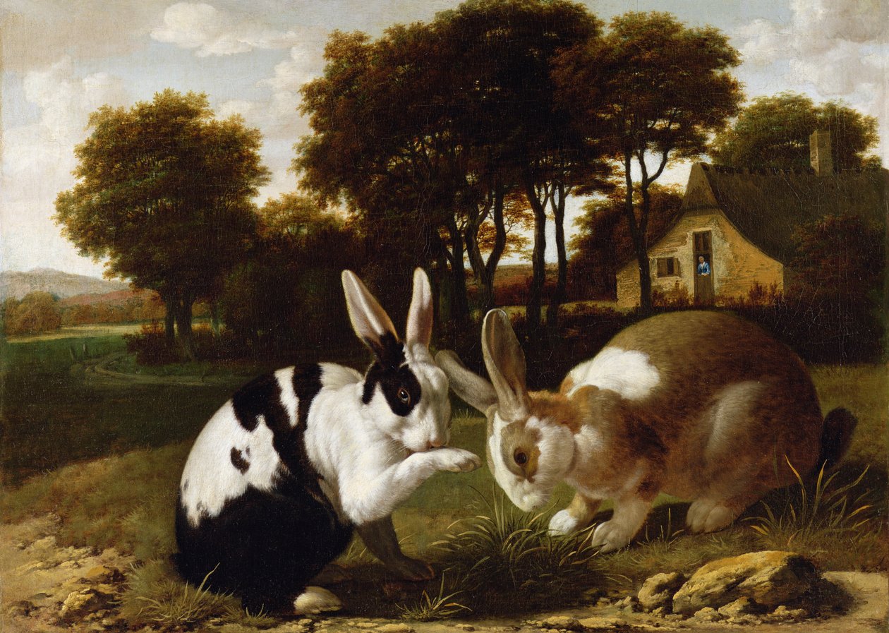 Bir Manzarada İki Tavşan, c.1650 by Haarlem School