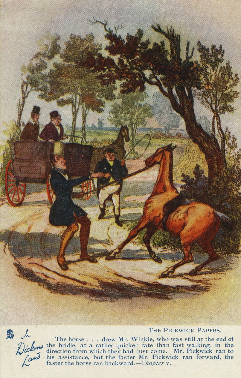 Dickens Land'de - Pickwick Kağıtları Kartpostalı, c.1905 by Hablot Knight Browne