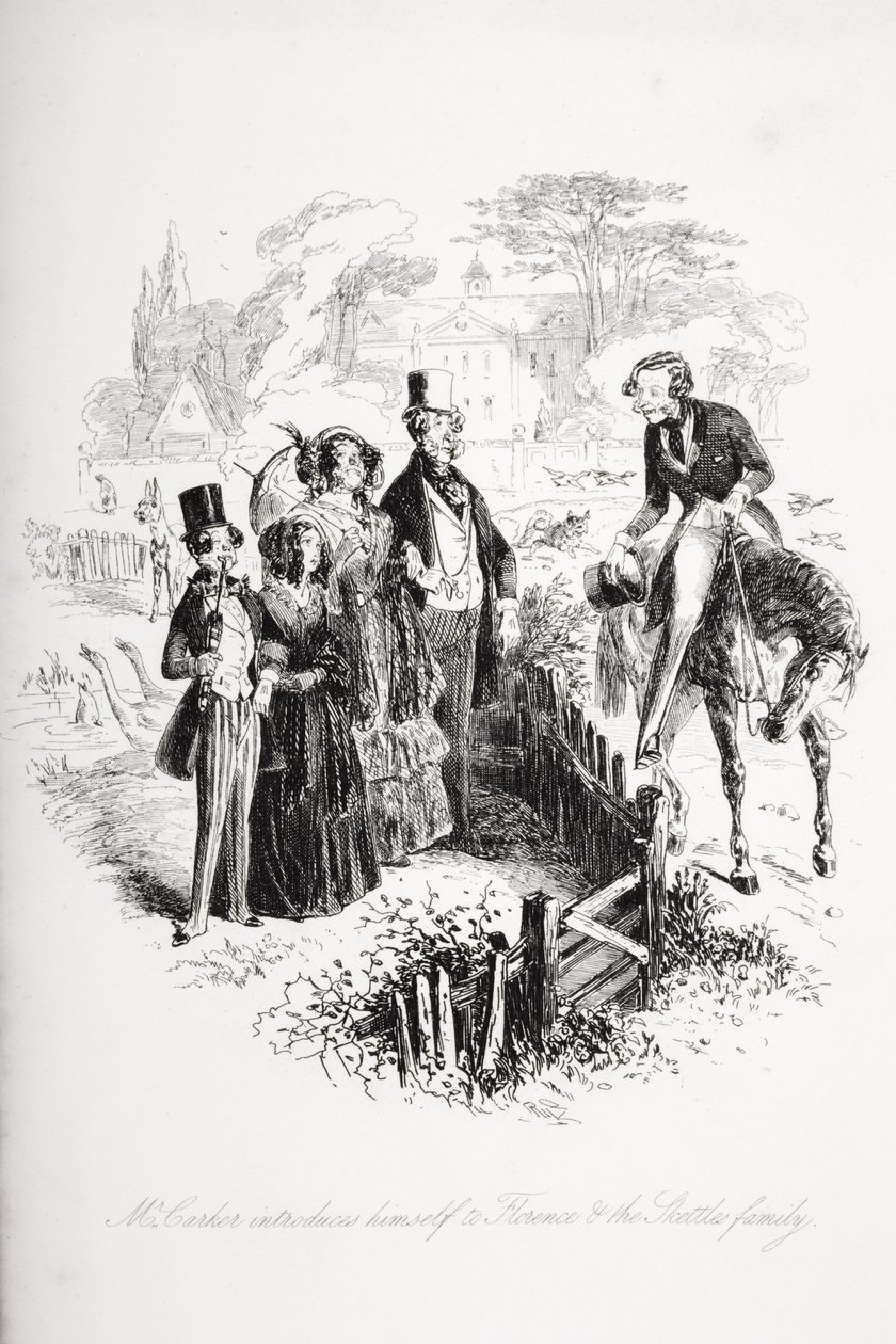Bay Carker kendini Florence ve Skettles ailesine tanıtır, Charles Dickens