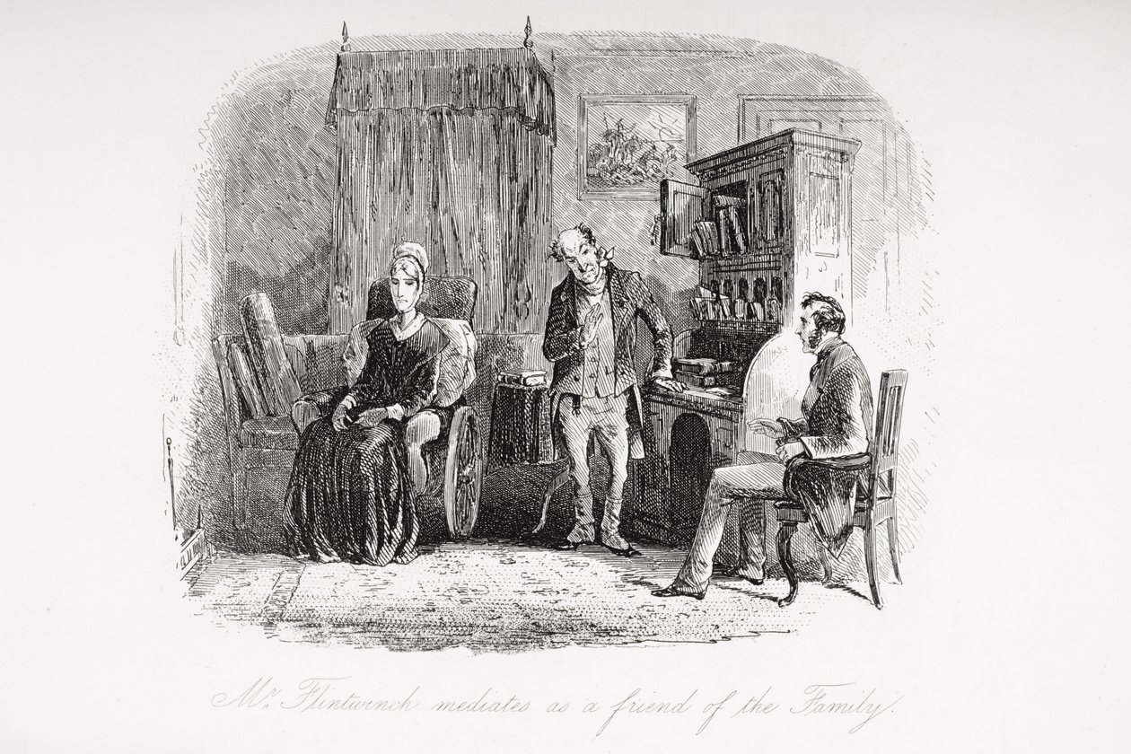 Bay Flintwinch bir aile dostu olarak aracılık ediyor, Charles Dickens