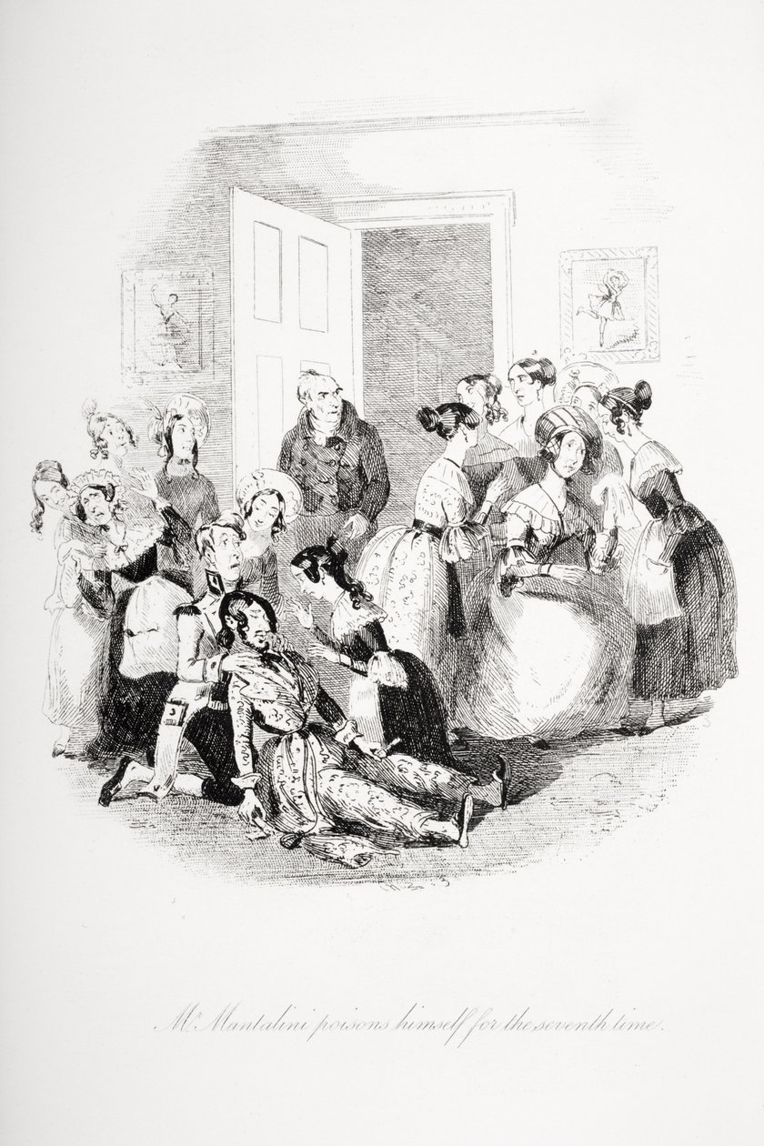Bay Mantalini yedinci kez kendini zehirledi, Charles Dickens (1812-70) tarafından 1839