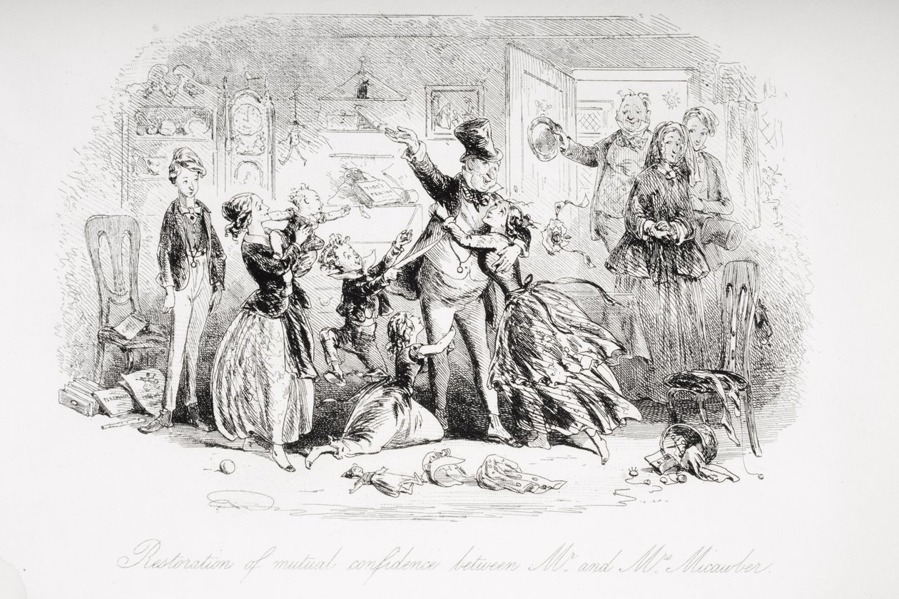 Bay ve Bayan Micawber arasındaki karşılıklı güvenin restorasyonu, Charles Dickens (1812-70) tarafından 