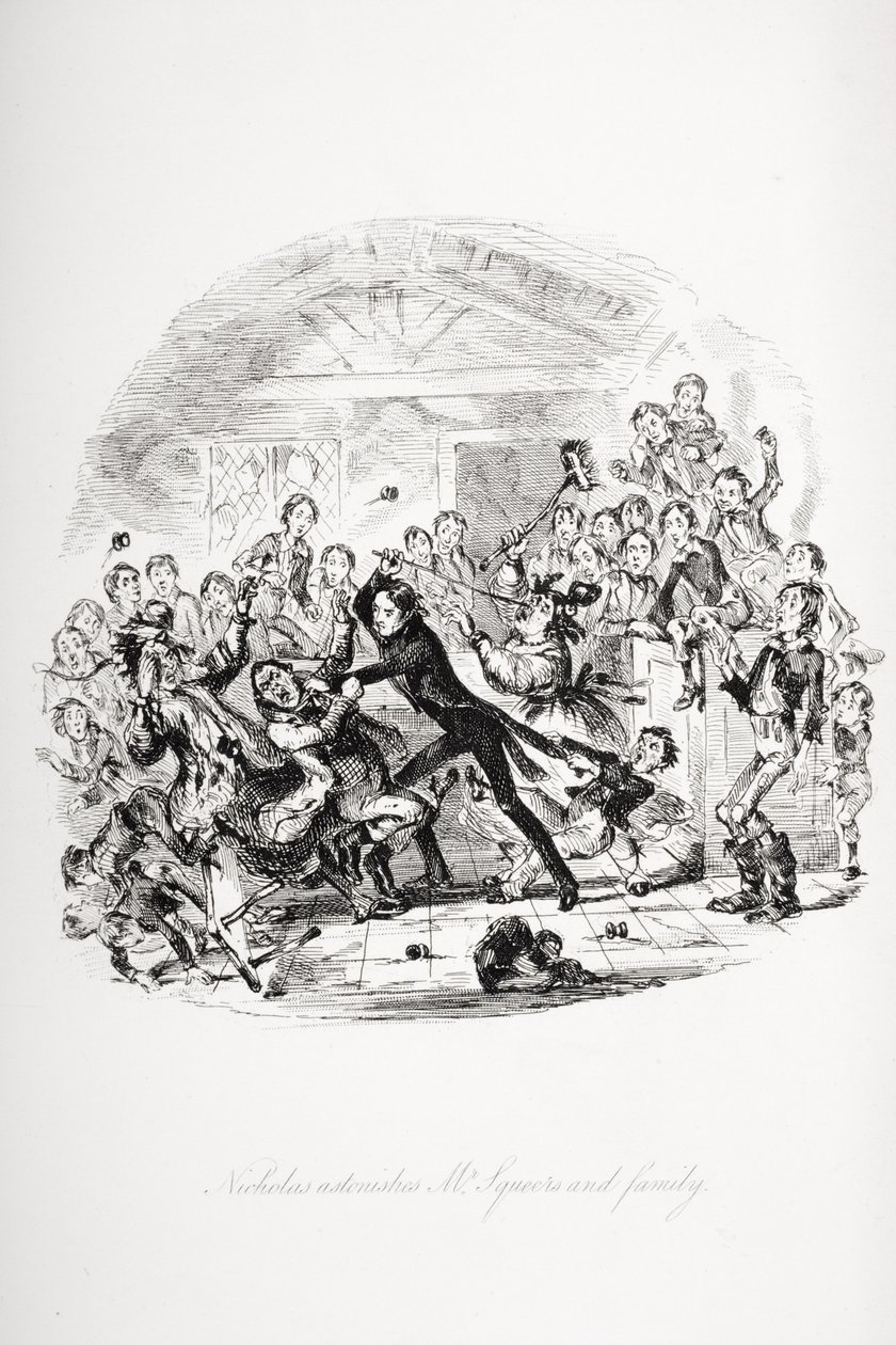 Charles Dickens'ın Nicholas Nickleby için illüstrasyonu by Hablot Knight (1815 92) Browne