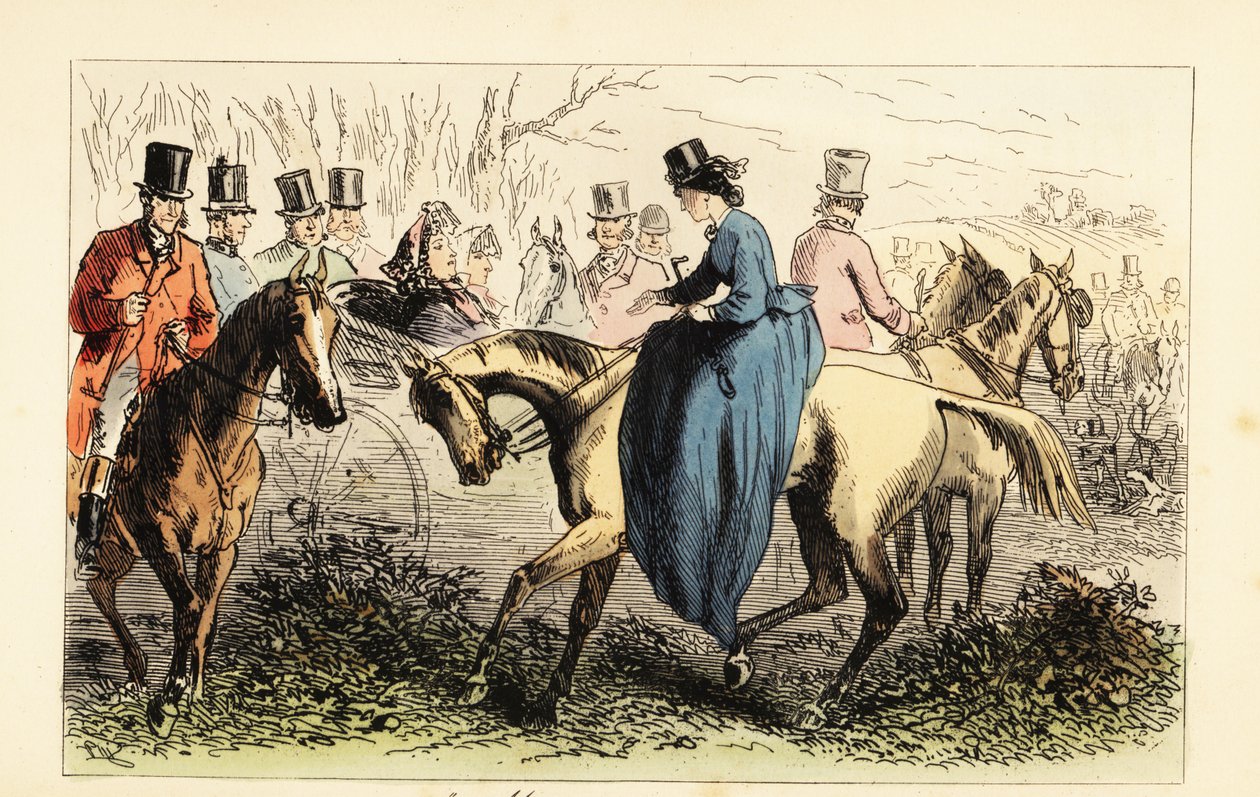 İngiliz aristokrat bir bayanın tokalaşmasını görmezden gelen bir vagonda by after Hablot Knight Browne
