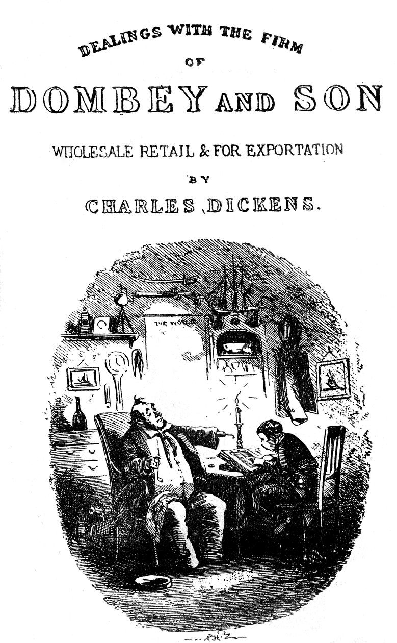 Dombey & Son, Charles Dickens. Baş sayfa by Hablot Knight Browne