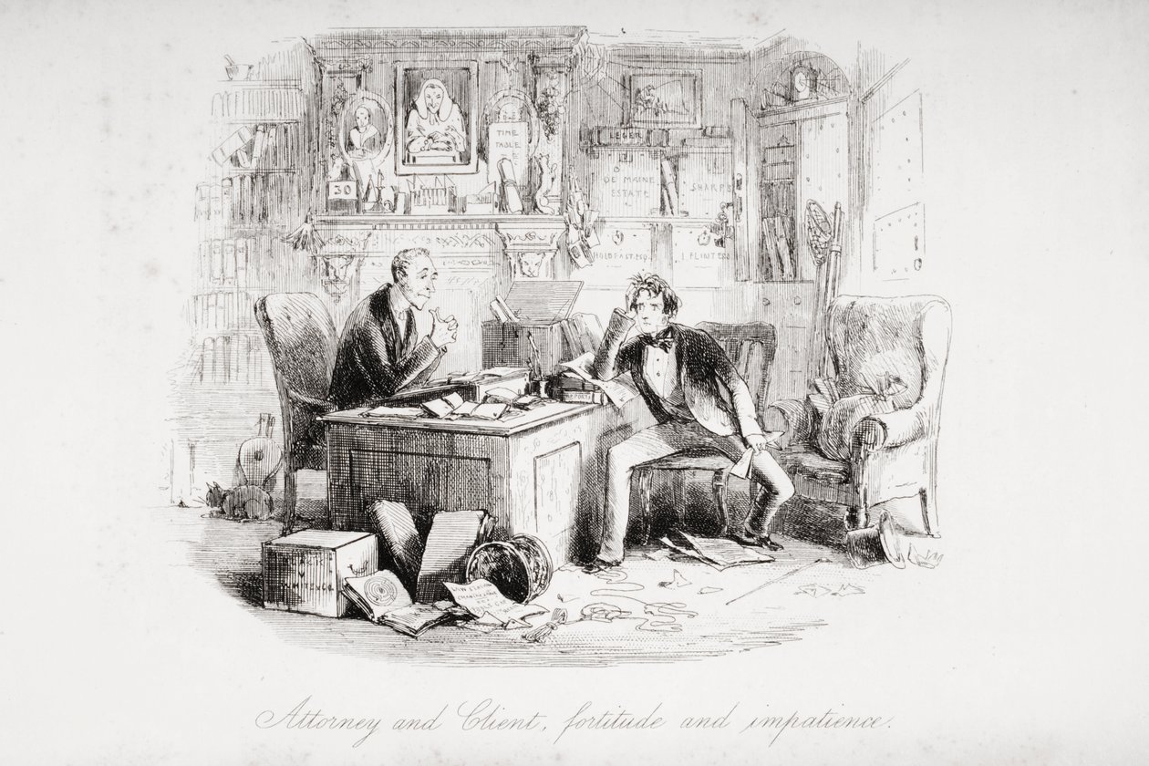 Avukat ve Müvekkil, metanet ve sabırsızlık, Charles Dickens (1812-70) tarafından 1853