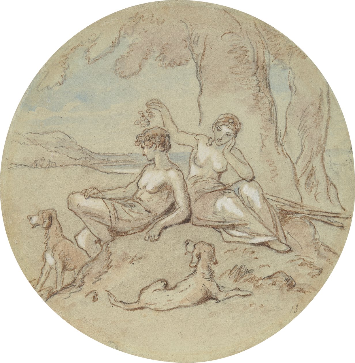Venüs ve Adonis'i gösteren bir dizi plaka için on sekiz tasarımdan biri by Hablot Knight Browne