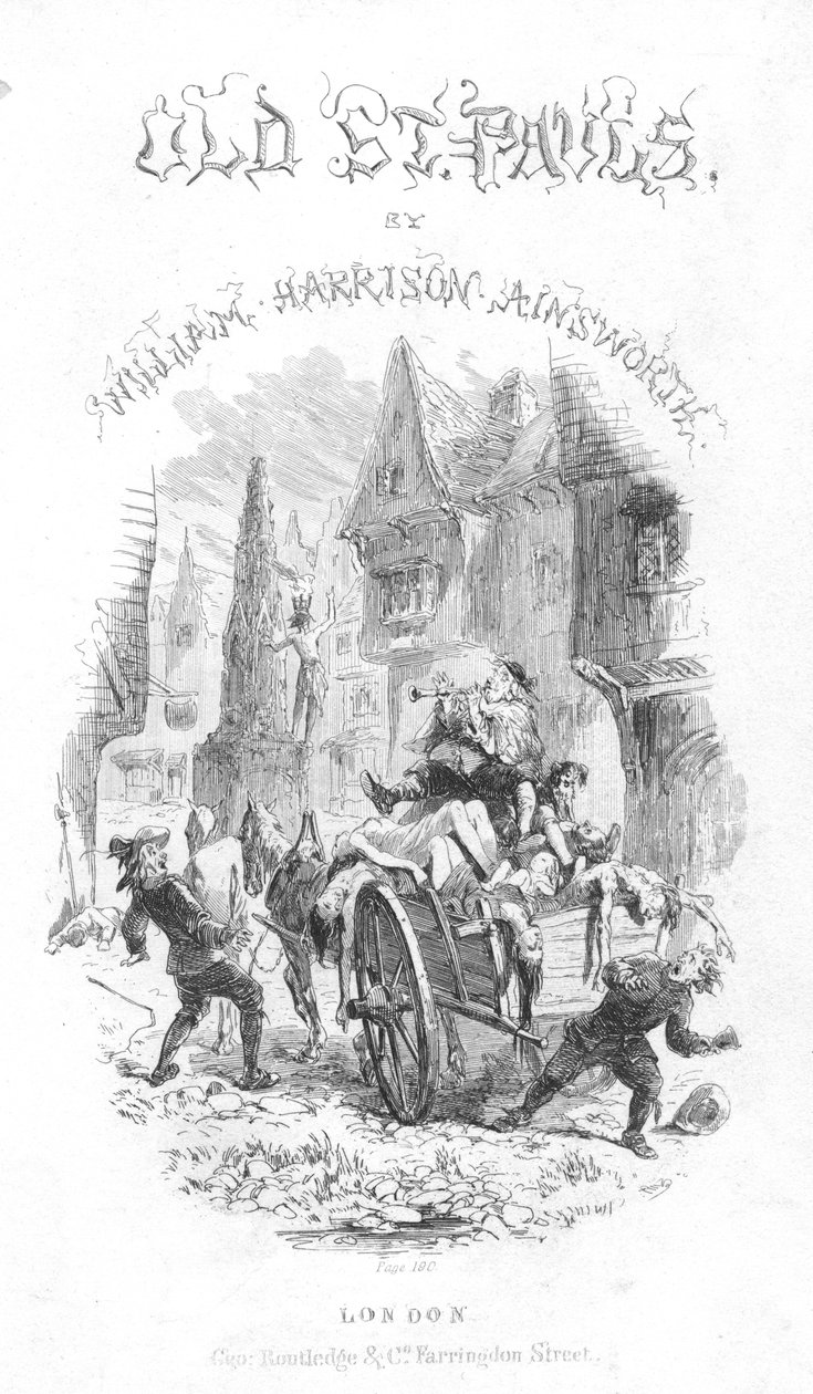 William Harrison Ainsworth tarafından kaleme alınan Old Saint Pauls kitabının başlık sayfası, 1855 by Hablot Knight Browne
