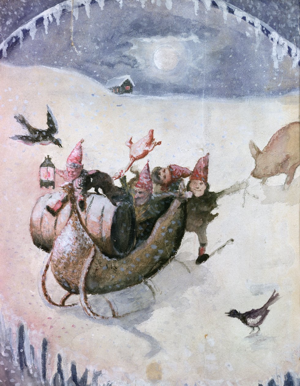 Noel sahnesi (kağıt üzerine sulu boya) by Halfdan Egedius