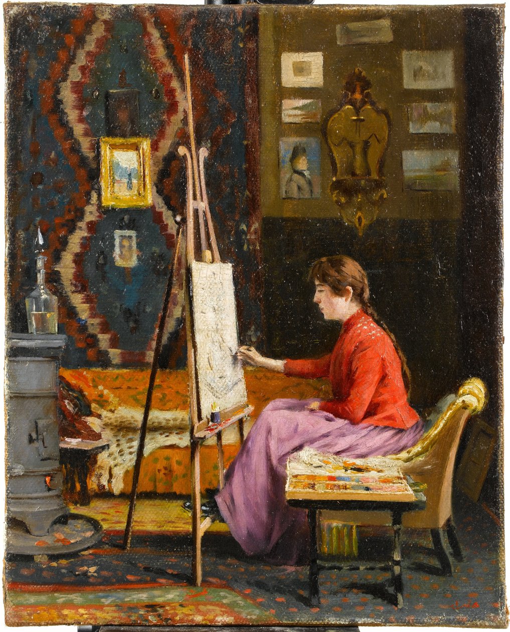 Ressam Kız ve Atölyesi , Girl Painter and Her Studio by Halil Pasha