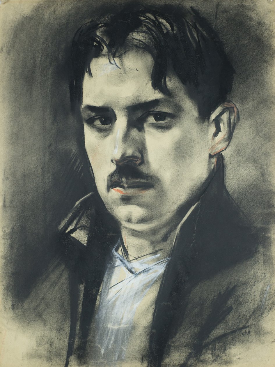 Otoportre (beyaz ve kırmızı vurgulu pasel) by Han van Meegeren