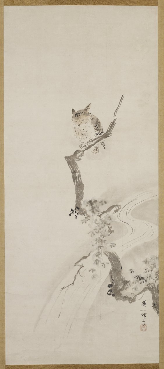 Ağaca Tünemiş Bir Baykuş, c. 1710 by Hanabusa Itcho