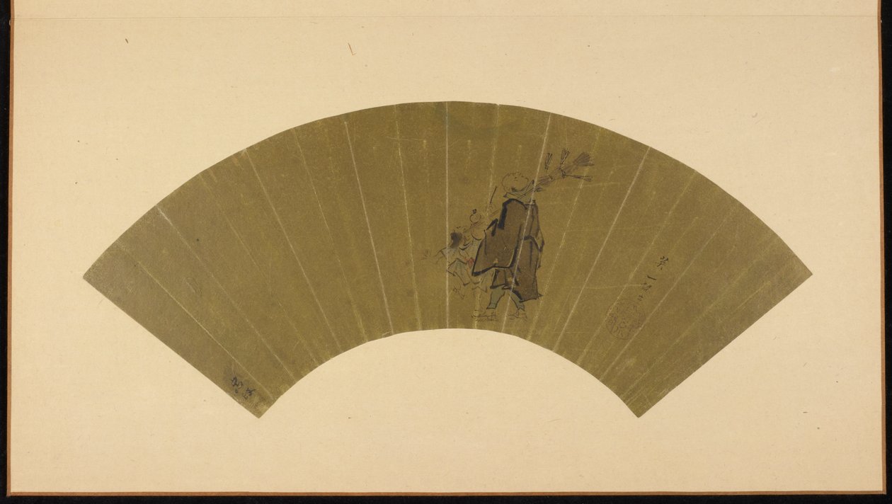 Bir seyyar satıcı ve aya bakan bir çocuk, Edo dönemi, 17. yüzyılın sonu-18. yüzyılın başı. by Hanabusa Itcho