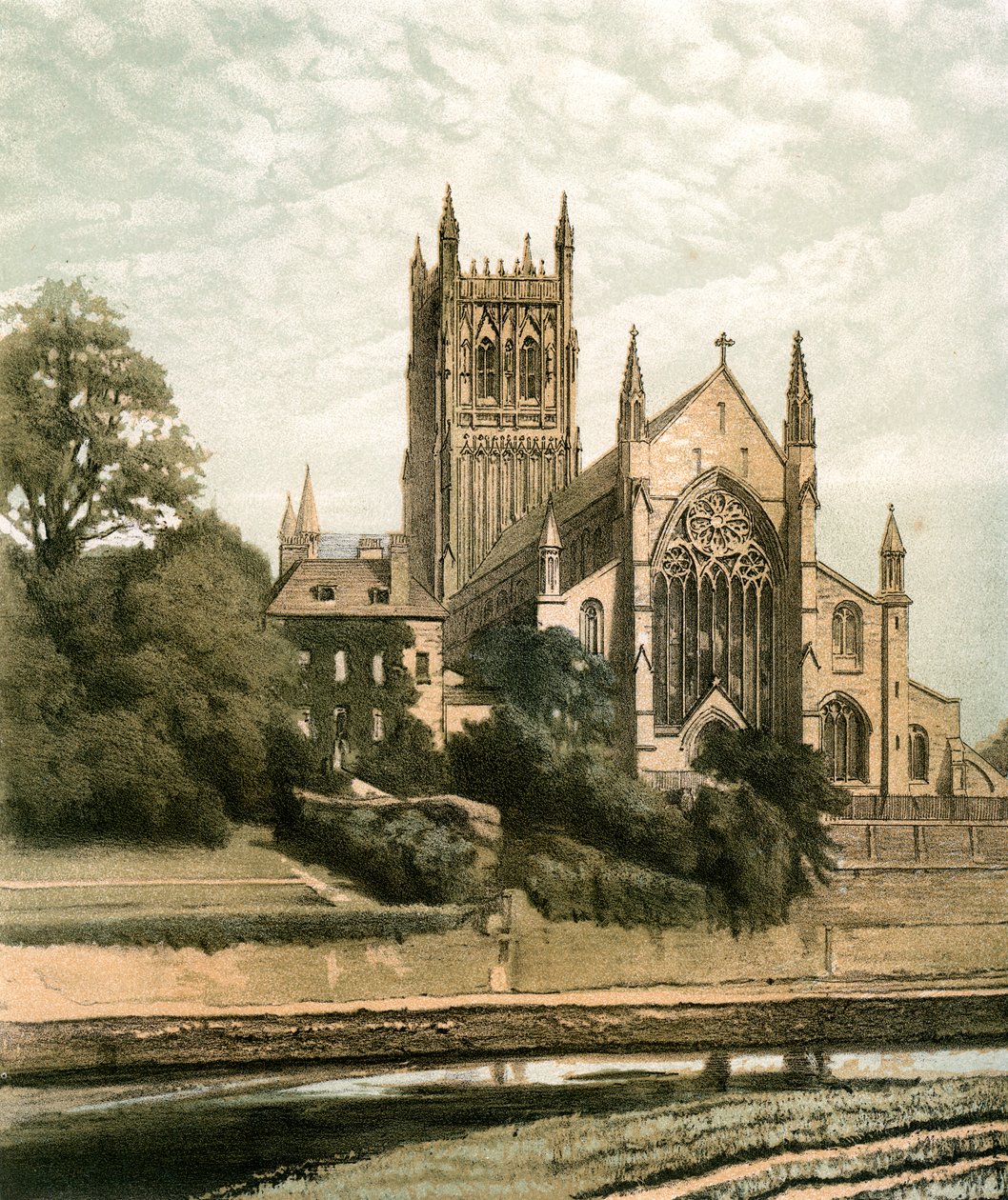 Worcester Katedrali, Worcestershire, c1870 by Hanhart