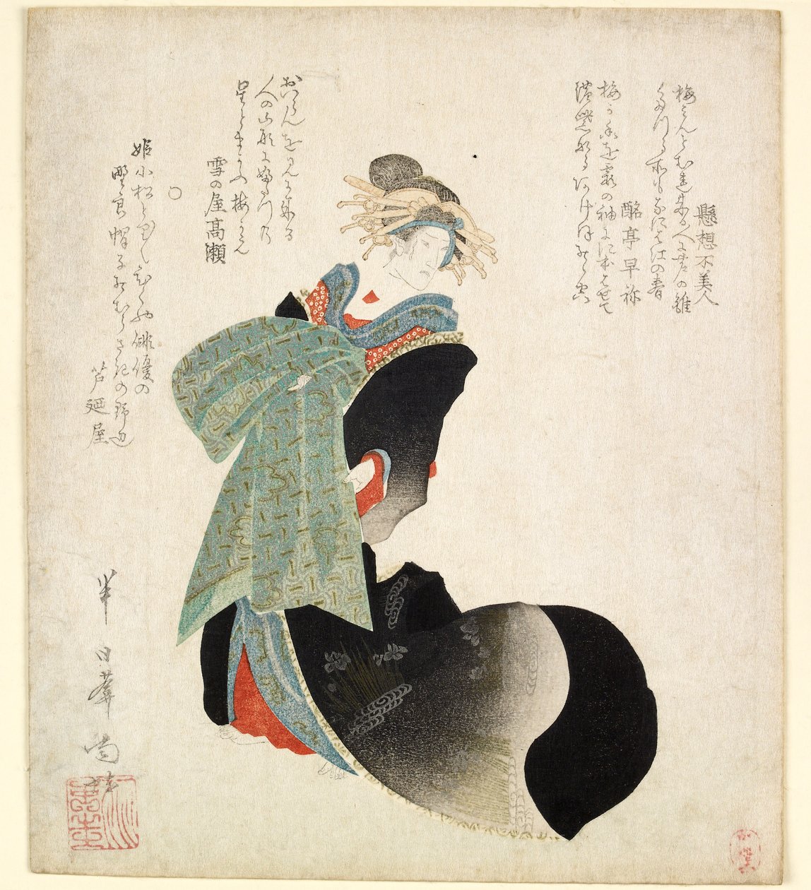 Bir fahişe rolünü oynayan aktör Onoe Kikugoro III, 1827 by Hannichian Nana