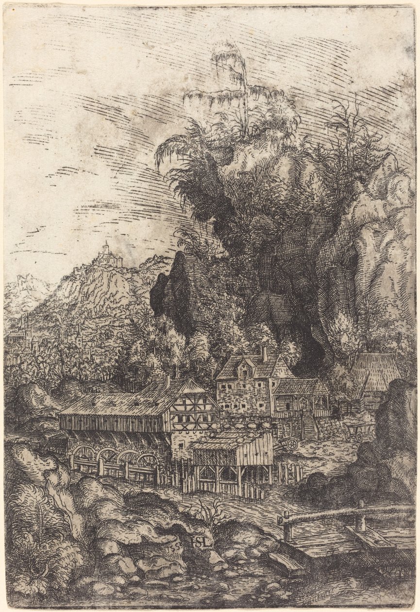Su Değirmeni ile Peyzaj by Hanns Lautensack
