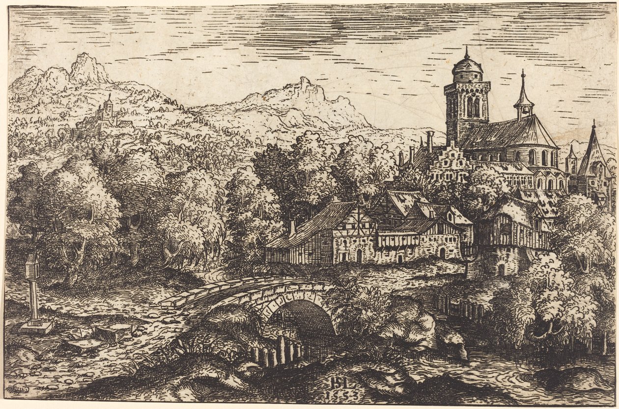 Bir Köy ile Dağlık Manzara by Hanns Lautensack