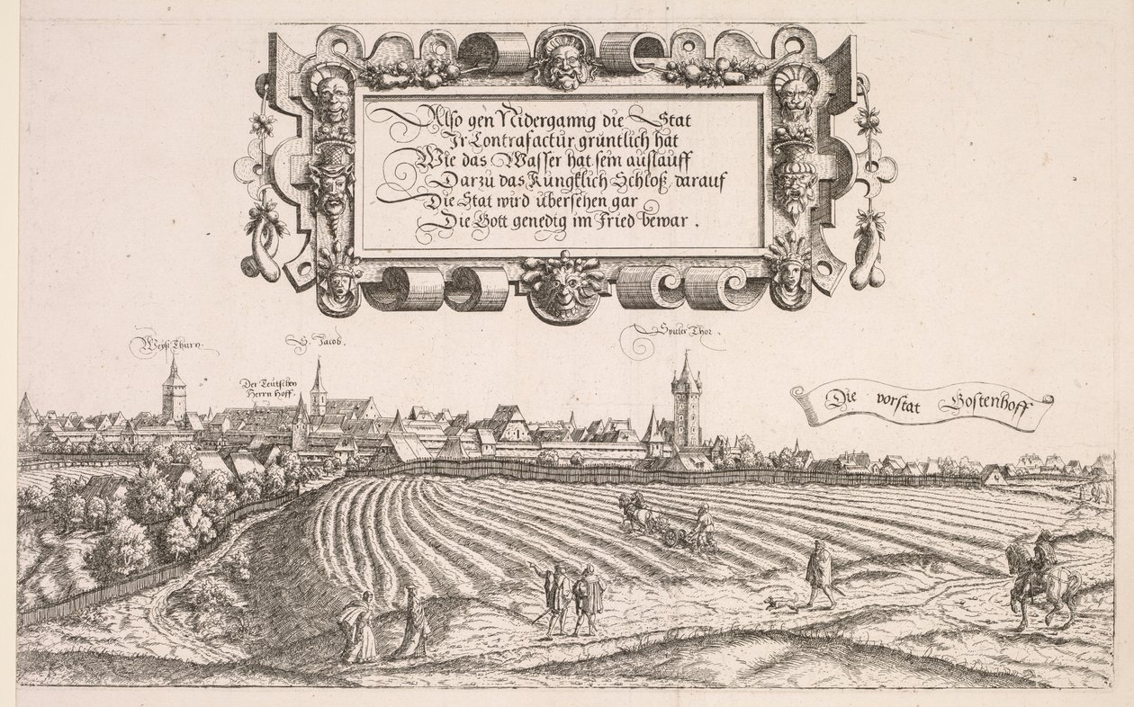 Nürnberg Panoramik Görünümü: Sağ Kısım, 1552. by Hanns Sebald Lautensack