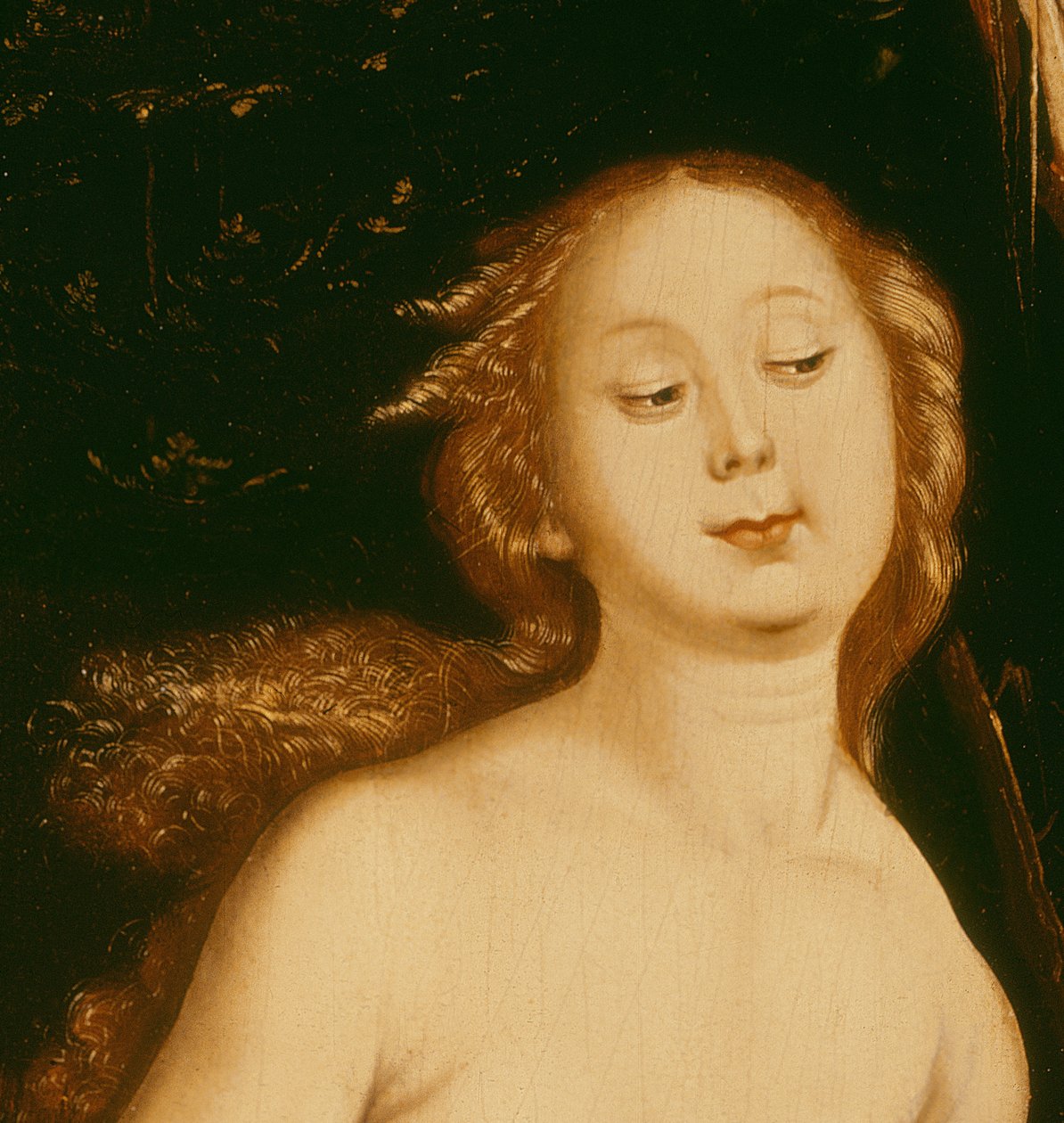 35456 panel detayında Havva, Yılan ve Ölüm yağından detay by Hans Baldung Grien